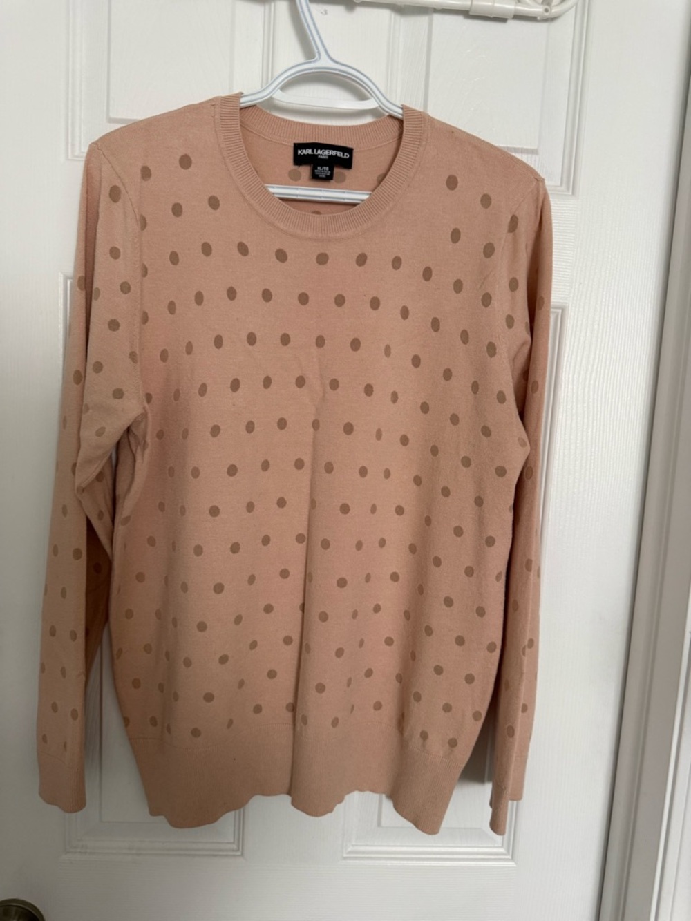 Karl Lagerfeld Blush Polka Dot Crewneck Sweater Size L